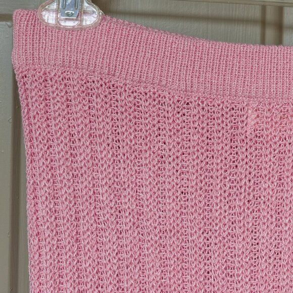 Camila Coehlo Pink Knit Midi Skirt Cleo Girly Bubblegum Sheer Open Knit Pull On - Picture 10 of 11